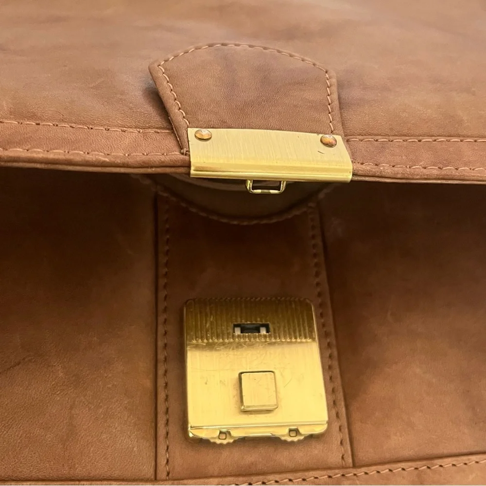 RARE Vintage AMIET Switzerland Leather Messenger Bag Swiss Combo Lock Key Clip